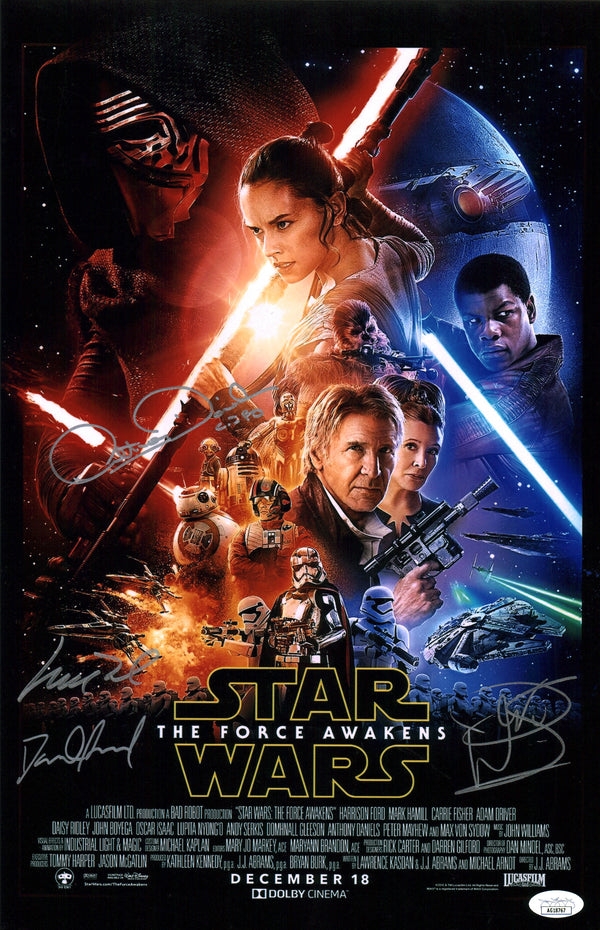 Star Wars The Force Awakens 11x17 Signed Photo Poster Accord Daniels Davis Wood JSA COA Certified Autograph