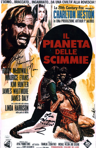 Planet of the Apes 11x17 Photo Poster Cast x2 Signed Harrison, Wagner JSA Certified Autograph