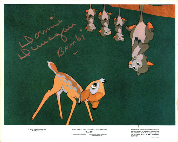 Donnie Dunagan Disney Bambi 8x10 Signed Lobby Card JSA Certified Autograph