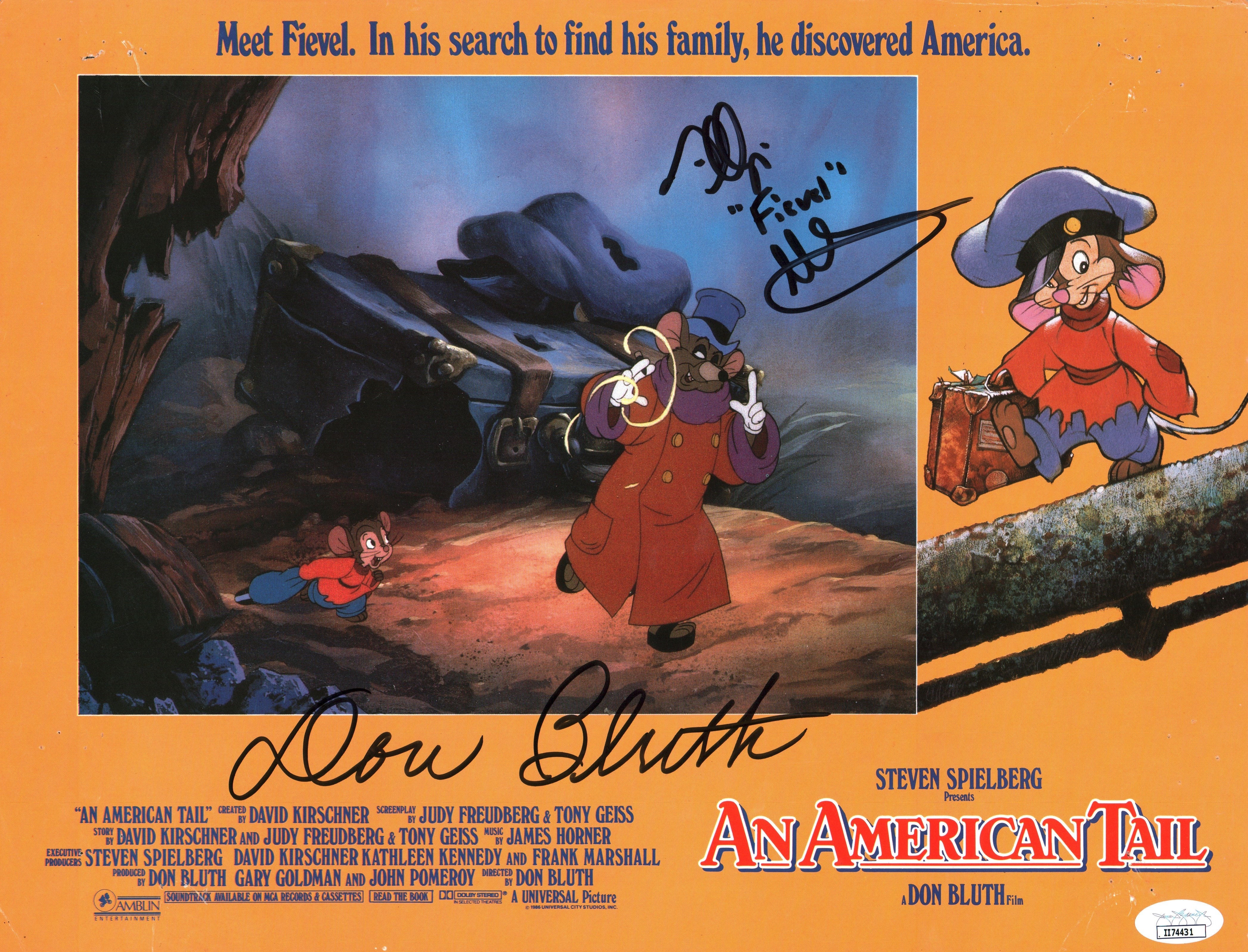 An American Tail Signed Glasser Bluth 11x14 Lobby Card Photo JSA Certified Autograph