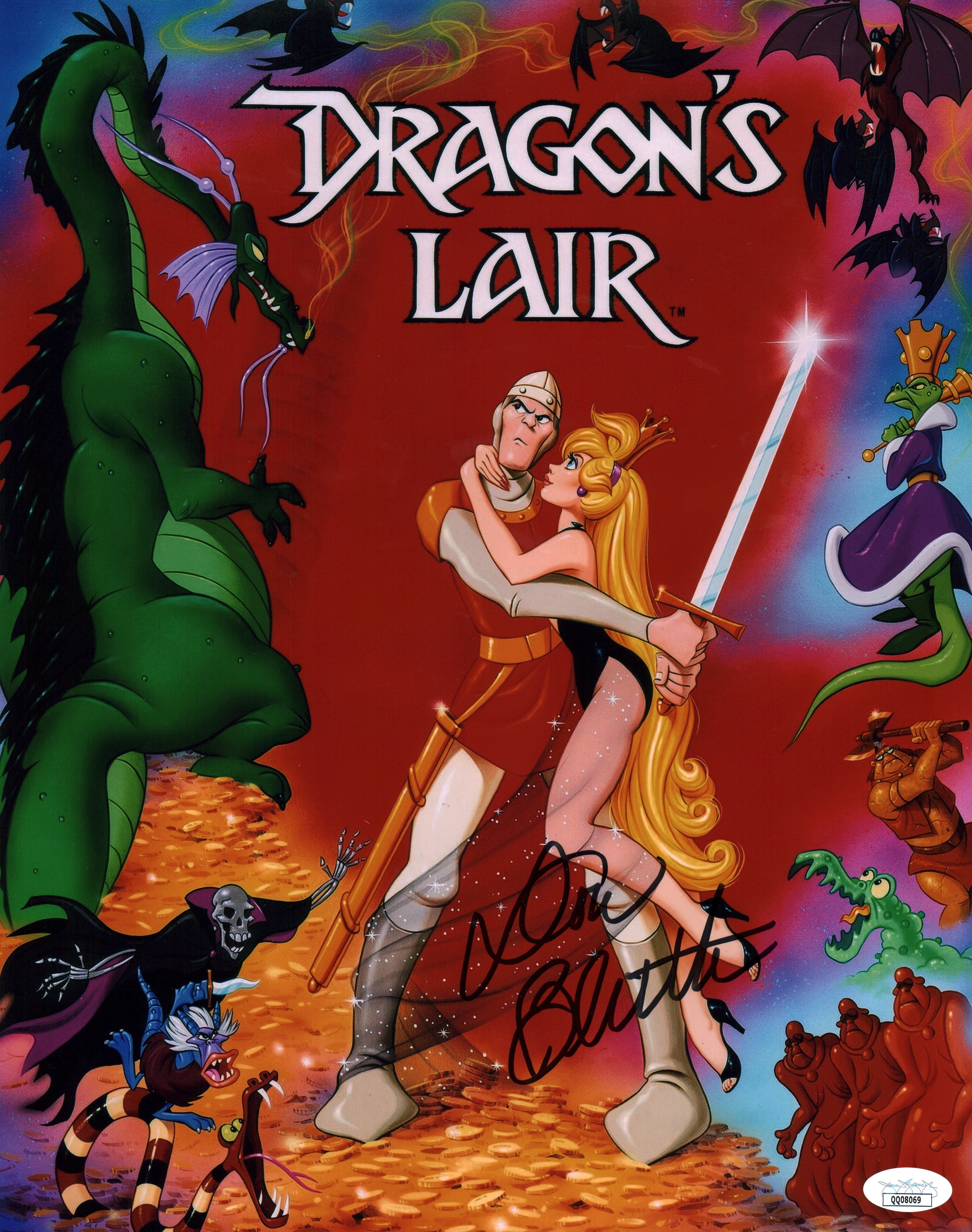 Don Bluth Dragon's Lair 11x14 Signed Mini Poster JSA Certified Autograph