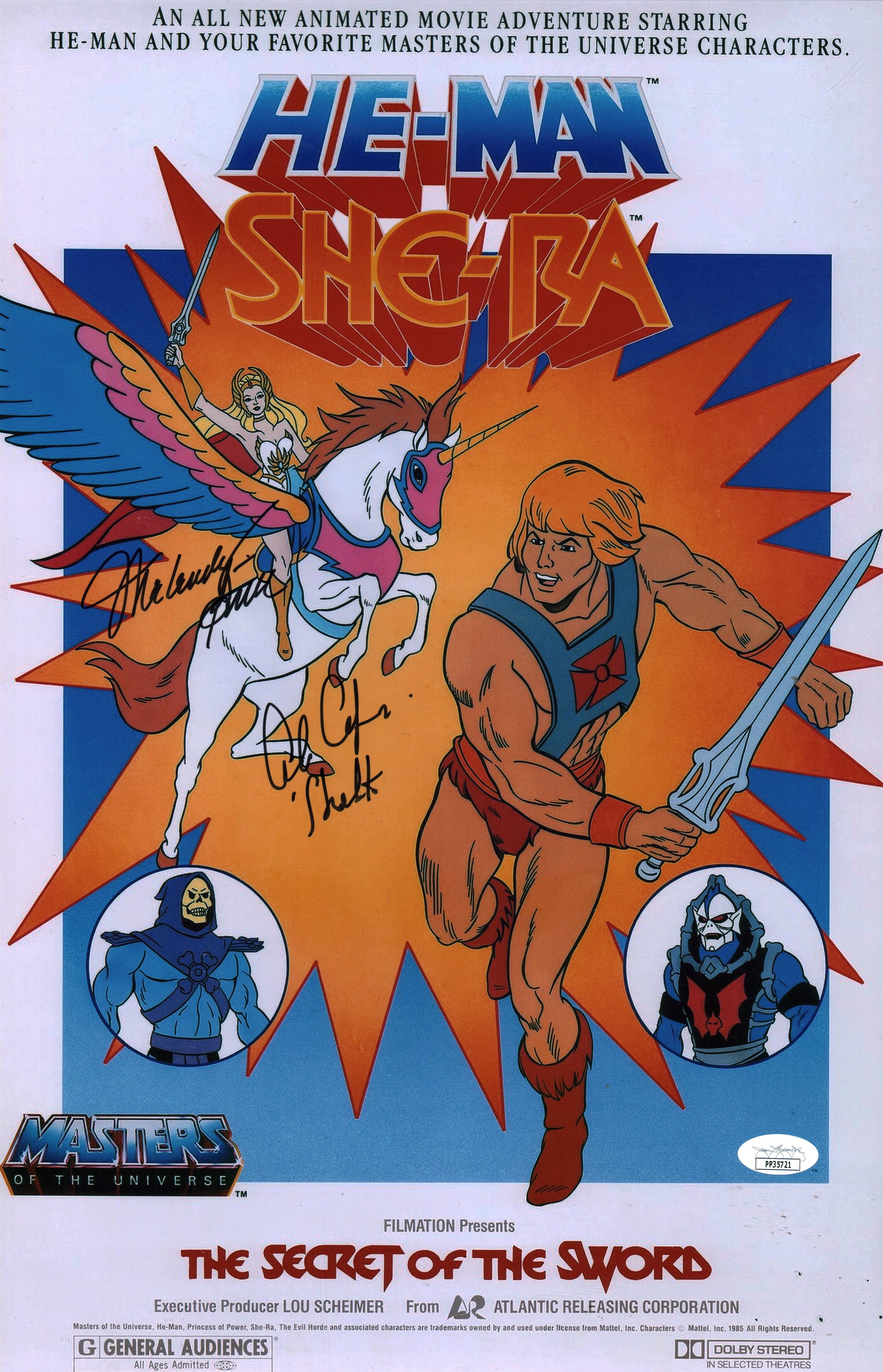 He-Man and She-Ra: The Secret of the Sword 11x17 Poster Signed Alan Oppenheimer & Britt JSA Certified