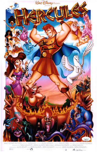 Disney Hercules 11x17 Cast x2  Mini Poster Egan Donovan Signed Autograph JSA Certified