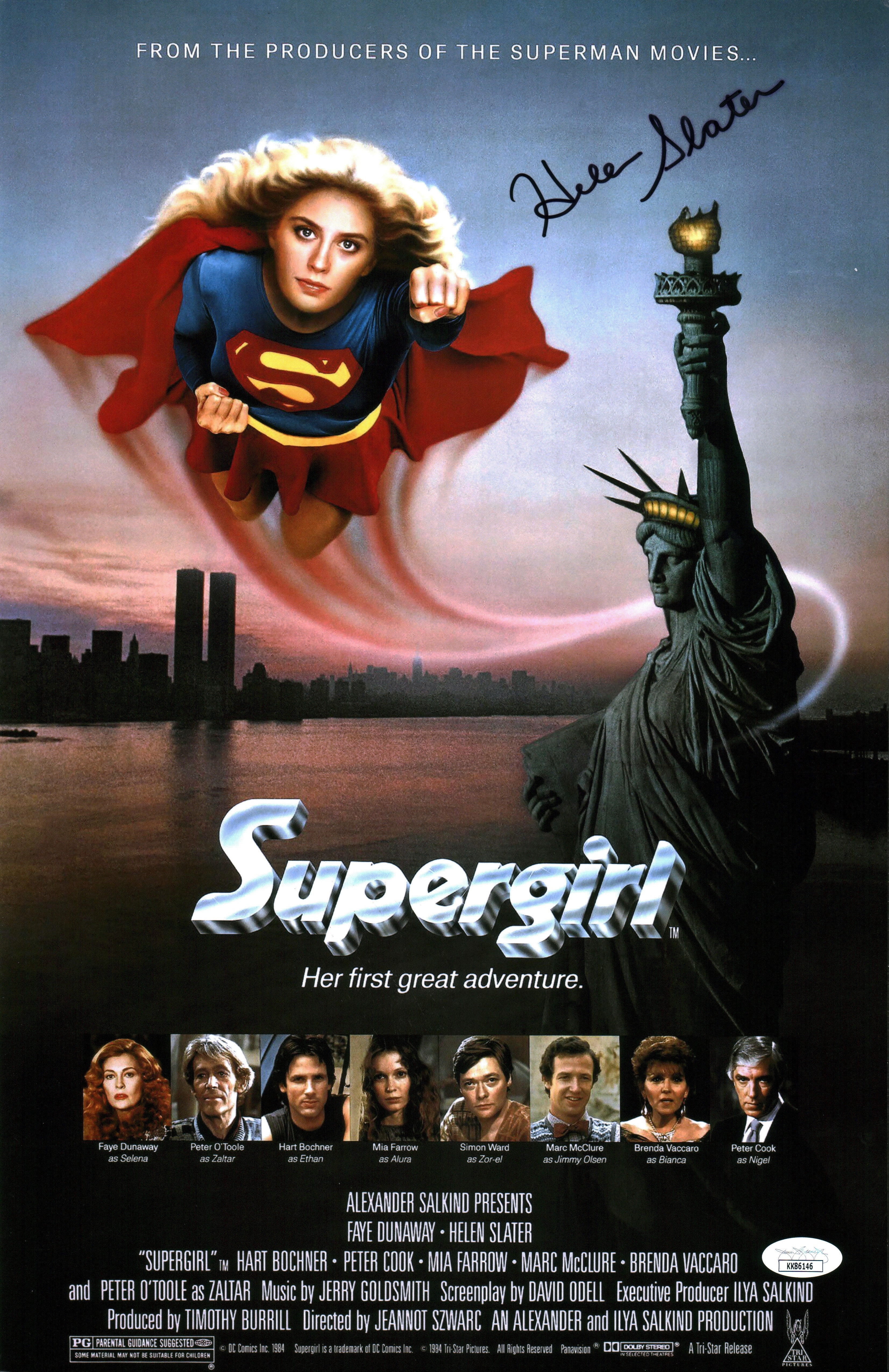 Helen Slater Supergirl 11x17 Signed Mini Poster JSA Certified Autograph