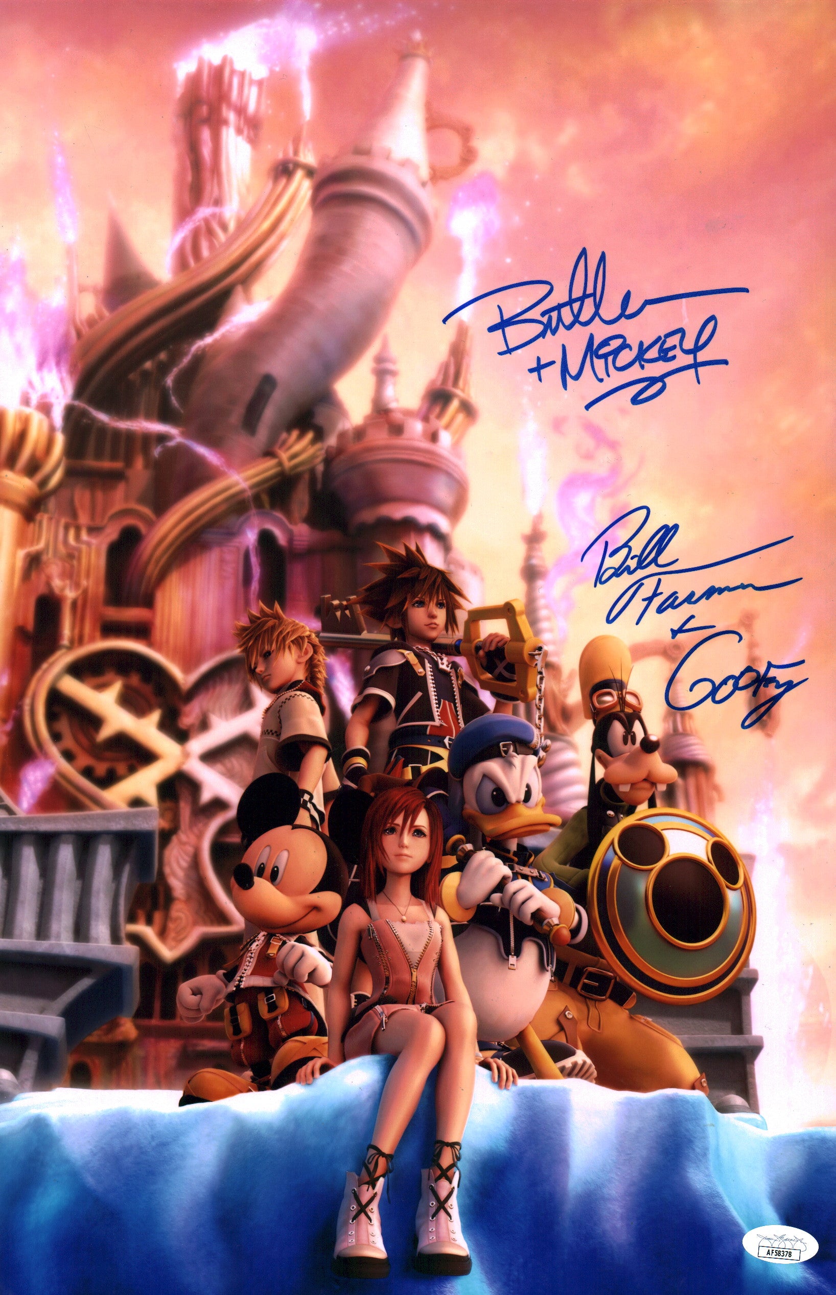 Kingdom Hearts 11x17 Mini Poster Cast x2 Signed Farmer Iwan JSA Certified Autograph