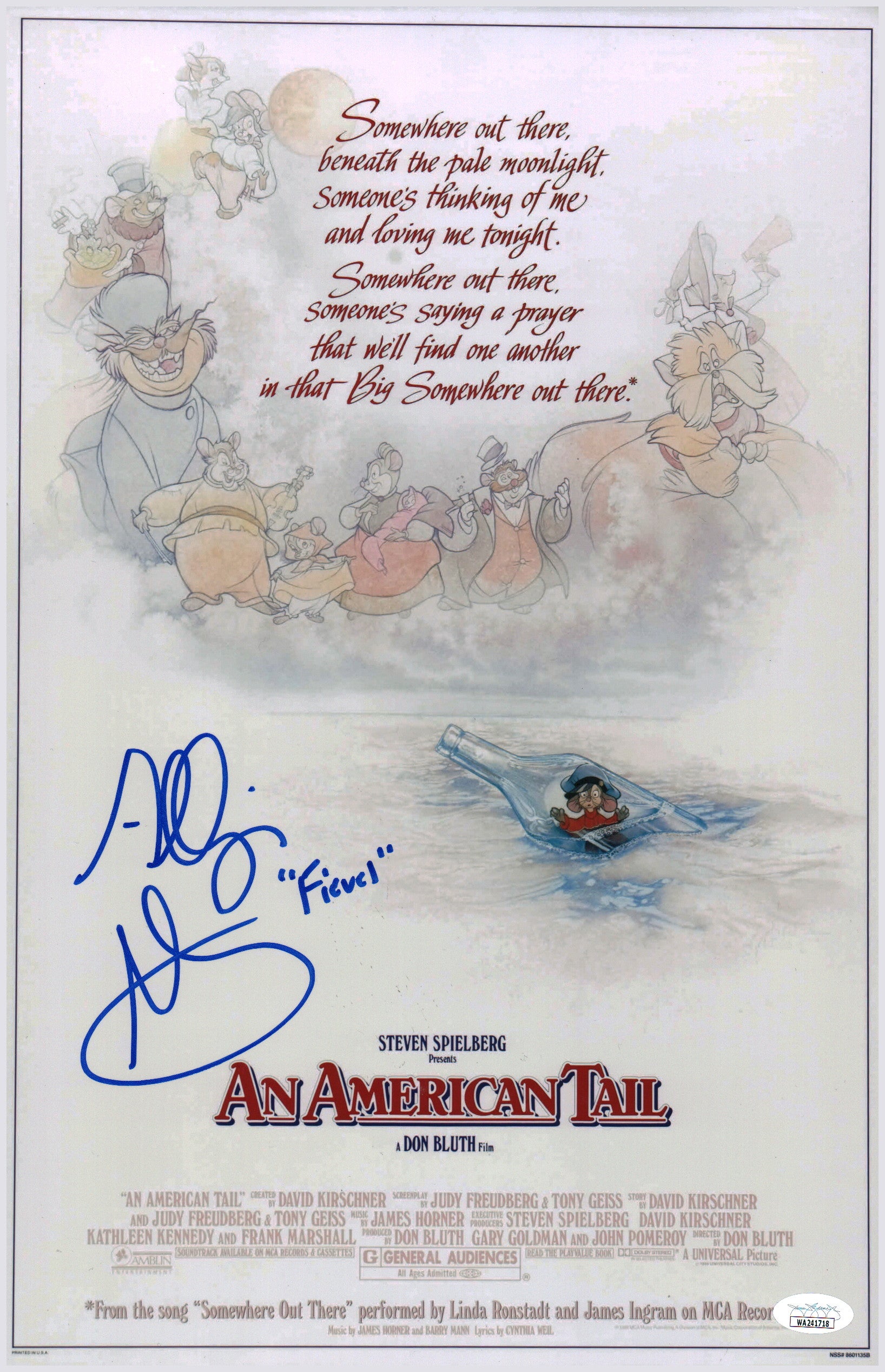 Phillip Glasser An American Tail 11x17 Signed Photo Poster JSA Certified Autograph