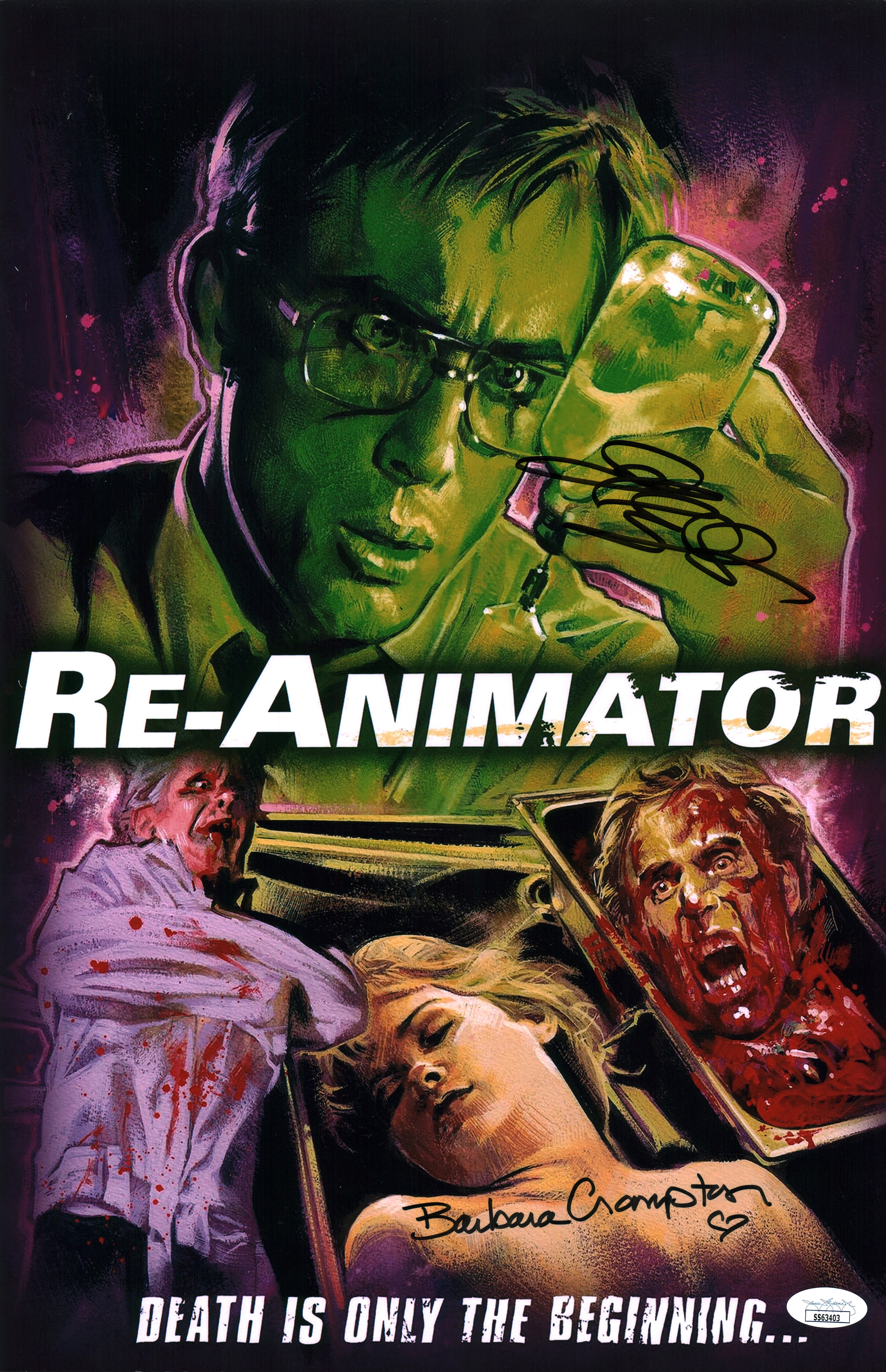 Re-Animator 11x17 Signed Mini Poster Combs Crampton JSA Certified Autograph
