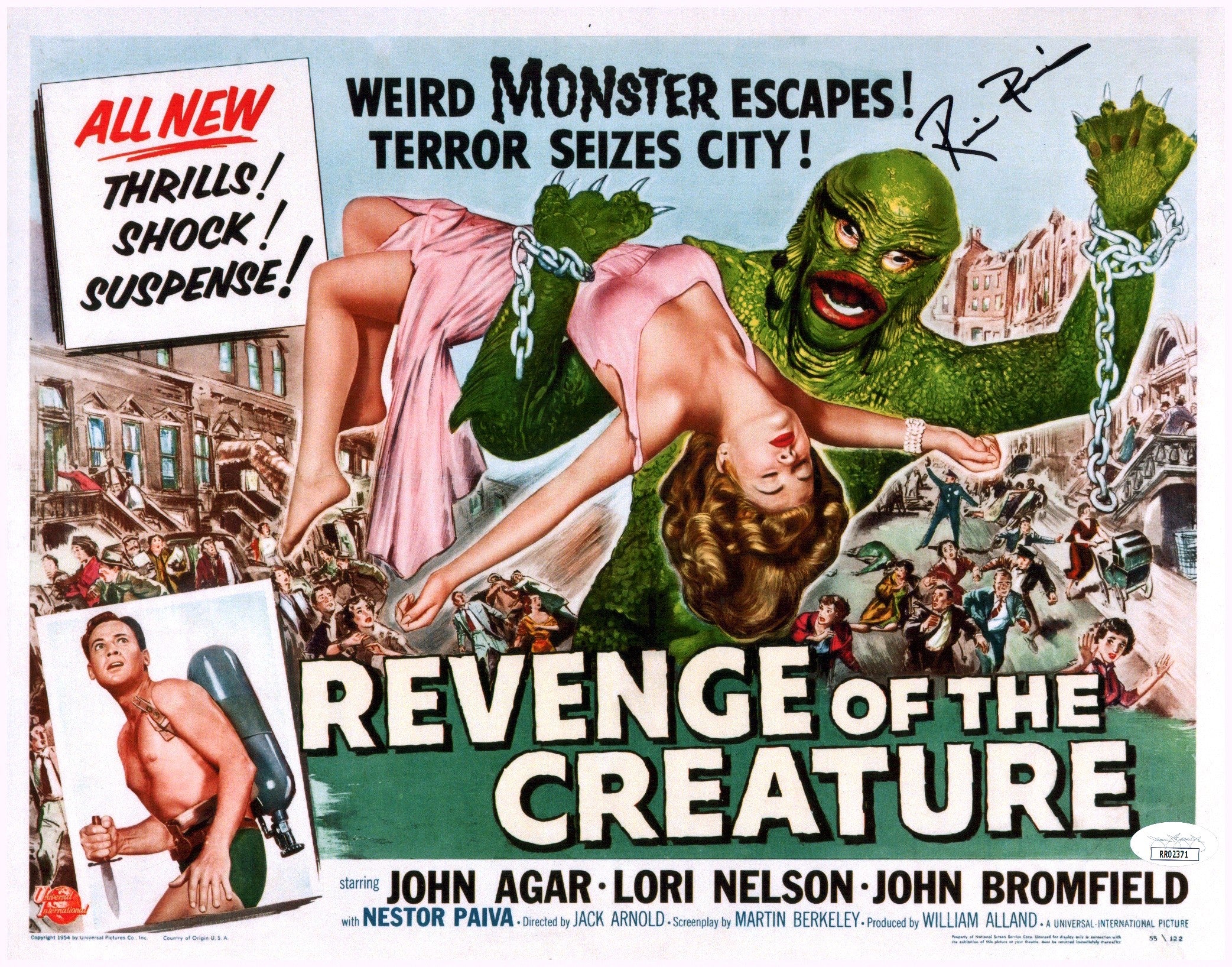 Ricou Browning Revenge of the Creature 11x14 Photo Poster Signed JSA Certified Autograph