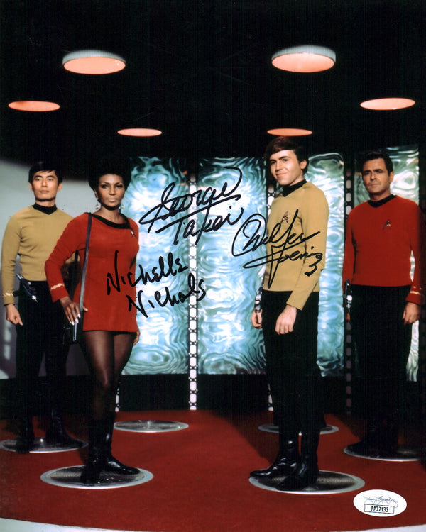 Star Trek 8x10 Photo Cast x3 Signed Takei Nichols Koenig JSA Certified Autograph