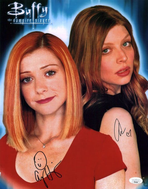 Buffy the Vampire Slayer 11x14 Mini Poster Cast x2 Signed Benson Hannigan JSA Certified Autograph