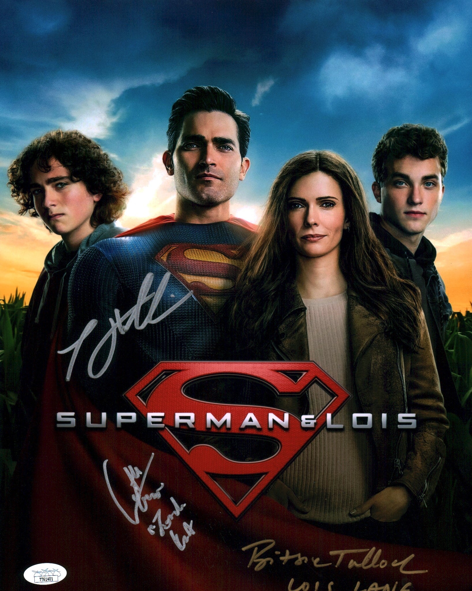 Superman and Lois 11x14 Signed Photo Poster Garfin Hoechlin Tulloch JSA COA Certified Autograph