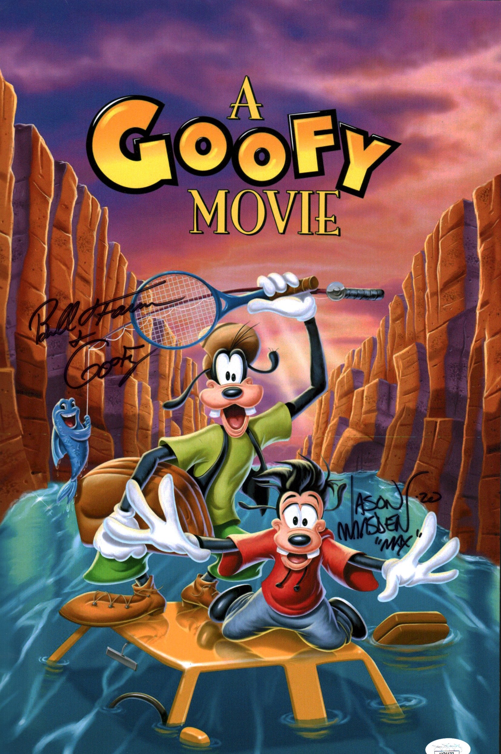 Disney's Goofy Movie 11x17 Mini Poster Cast x2 Signed Farmer, Marsden JSA Certified Autograph
