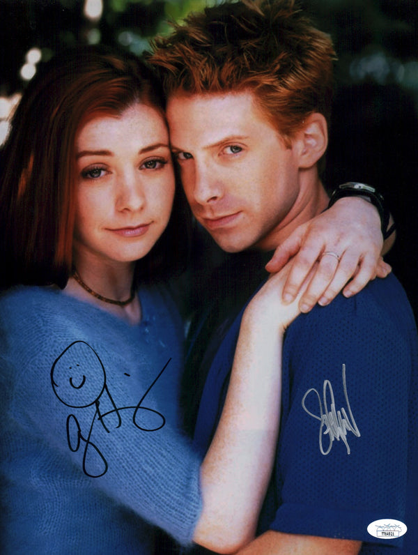 Buffy the Vampire Slayer 11x14 Mini Poster Cast x2 Signed Hannigan Green JSA Certified Autograph