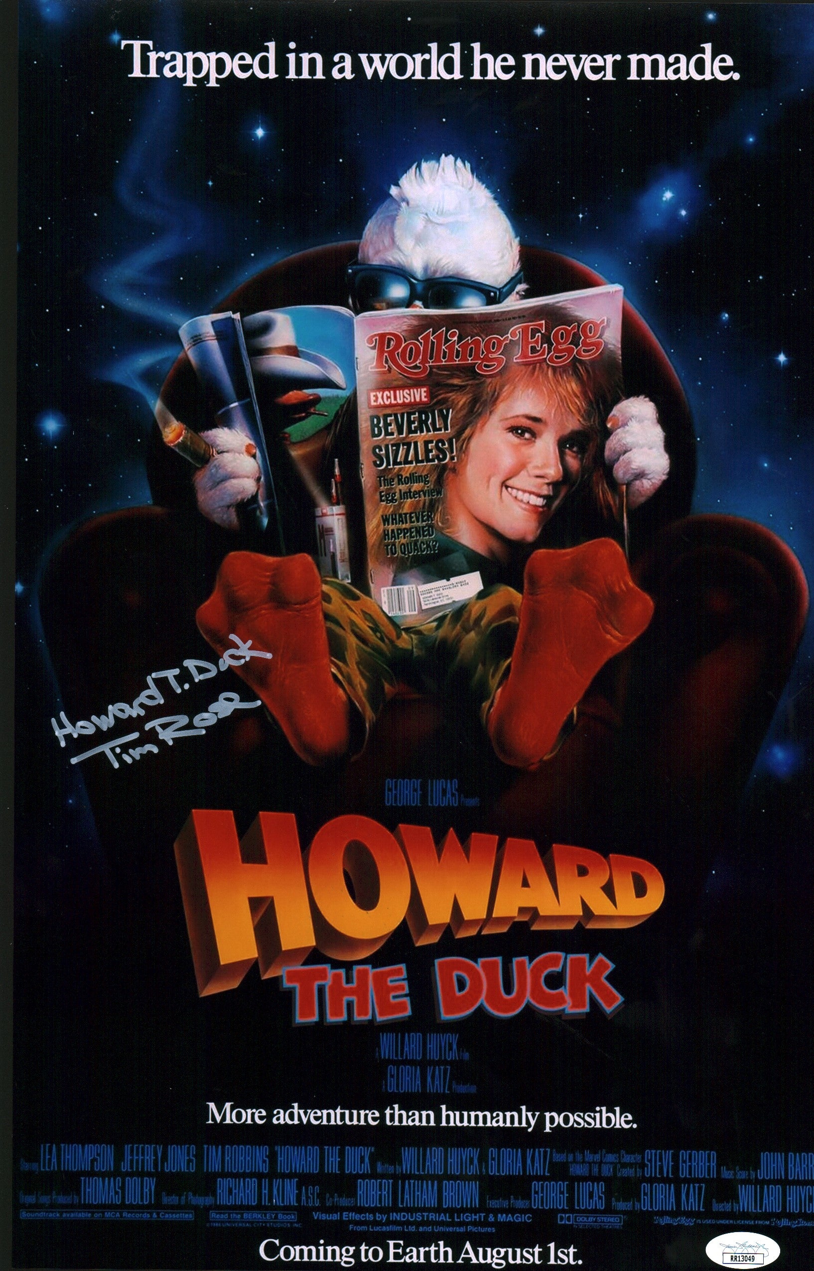 Tim Rose Howard the Duck 11x17 Signed Mini Poster JSA Certified Autograph