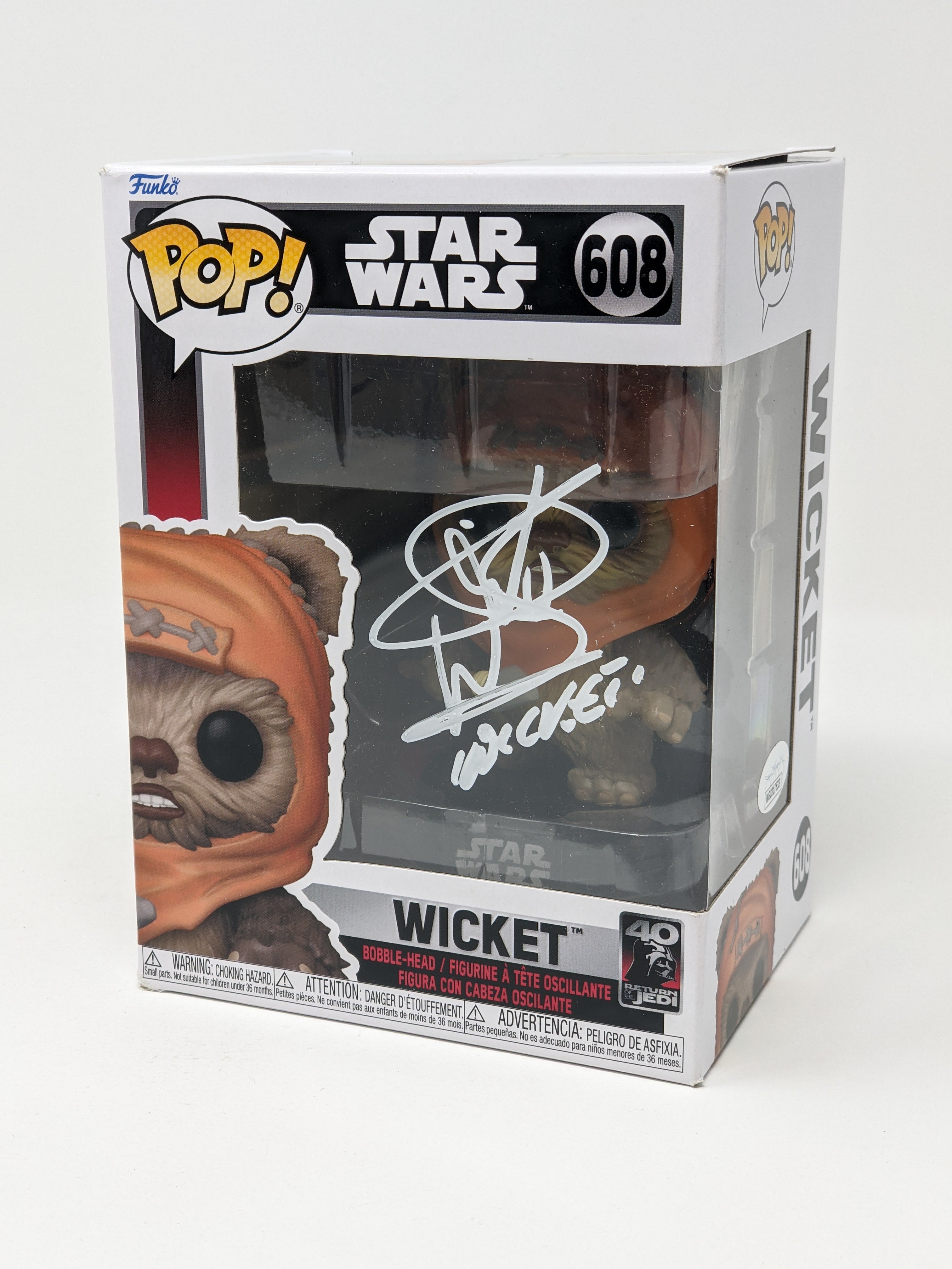 Warwick Davis Wicket Star Wars #608 Signed Funko Pop JSA COA Certified Autograph