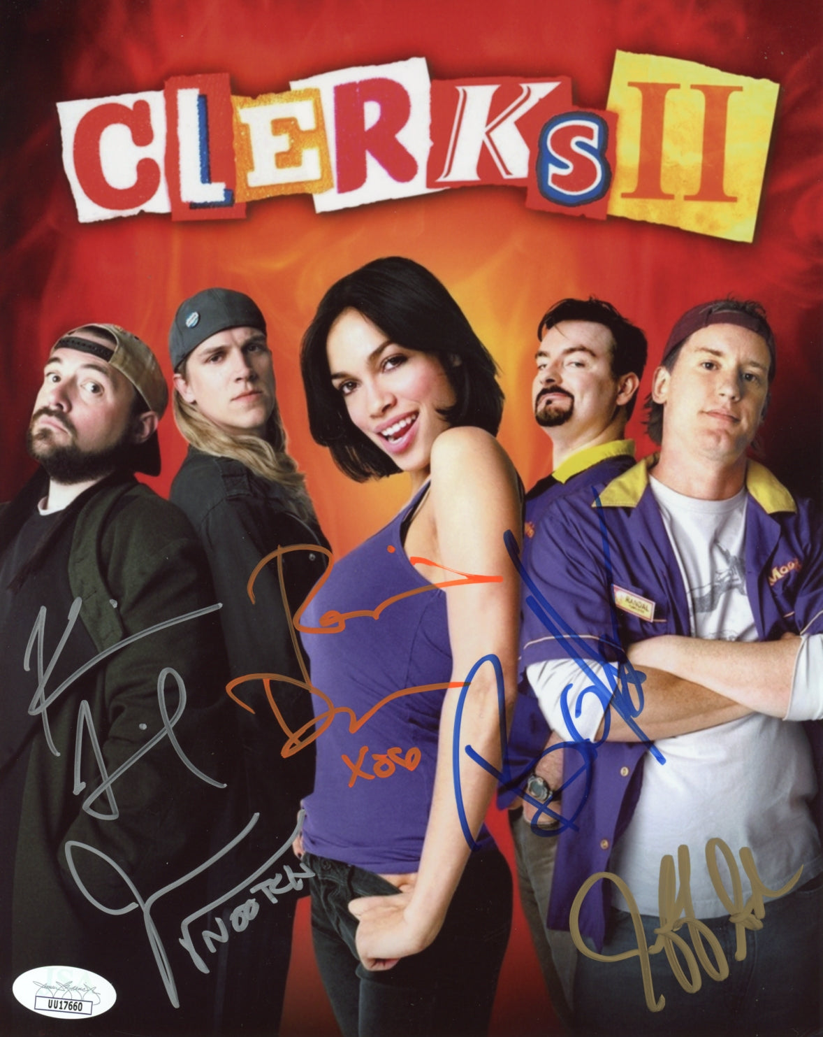 Clerks II 8x10 Signed Photo Cast x5 Anderson, Dawson, Mewes, O'Halloran, Smith JSA Certified Autograph